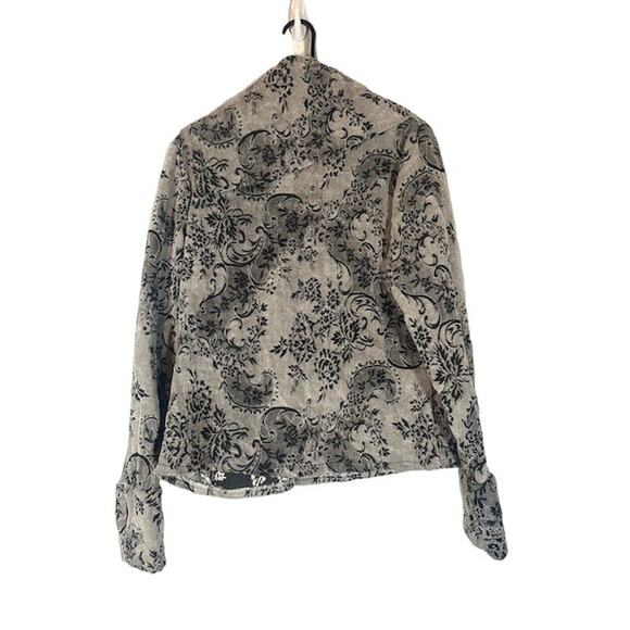 Dumb Clothing Gray & Black Floral Side Asymmetrical Zipper Jacket Women Sz M/L - Picture 2 of 8